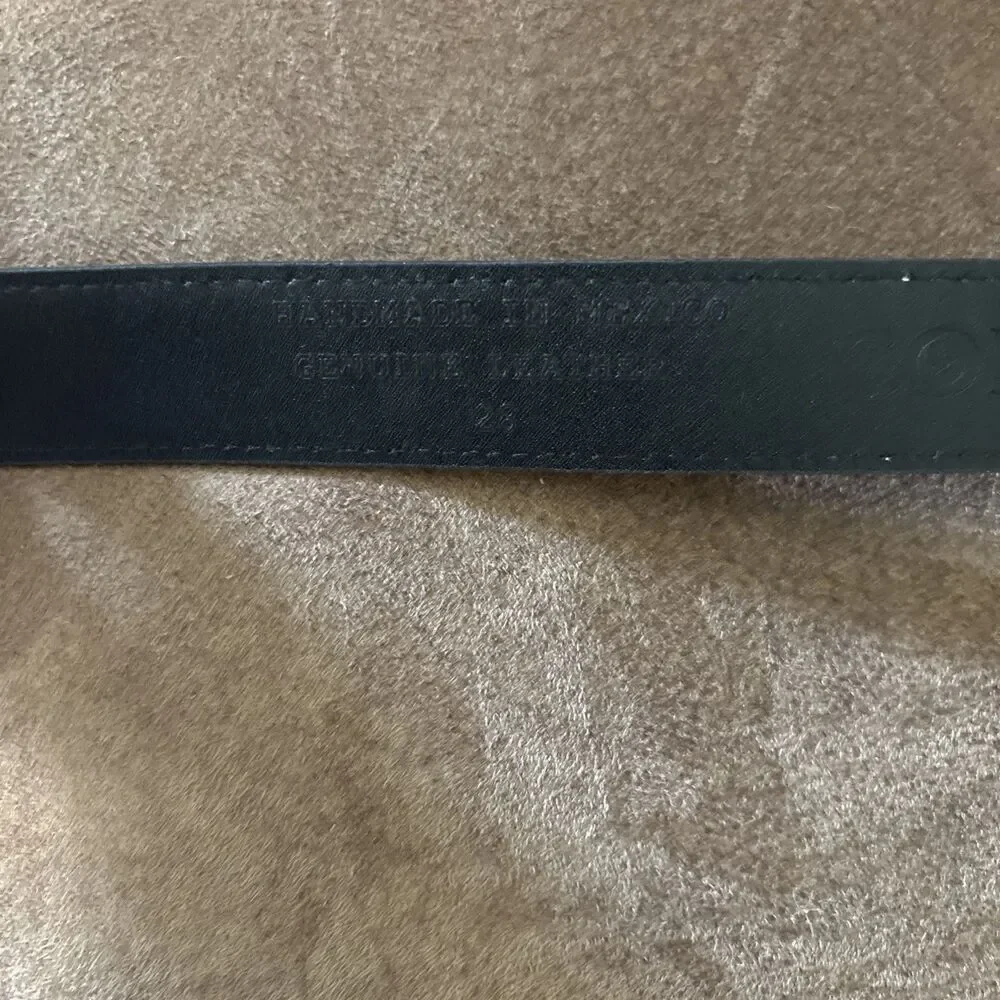 Cody James Women’s Genuine Leather Belt Black 28 Silver Buckle